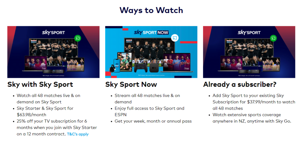 Ways to Watch RWC 2023 on Sky TV